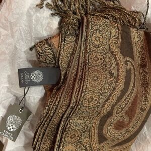 Vince Camuto Brown and Tan Paisley Scarf
